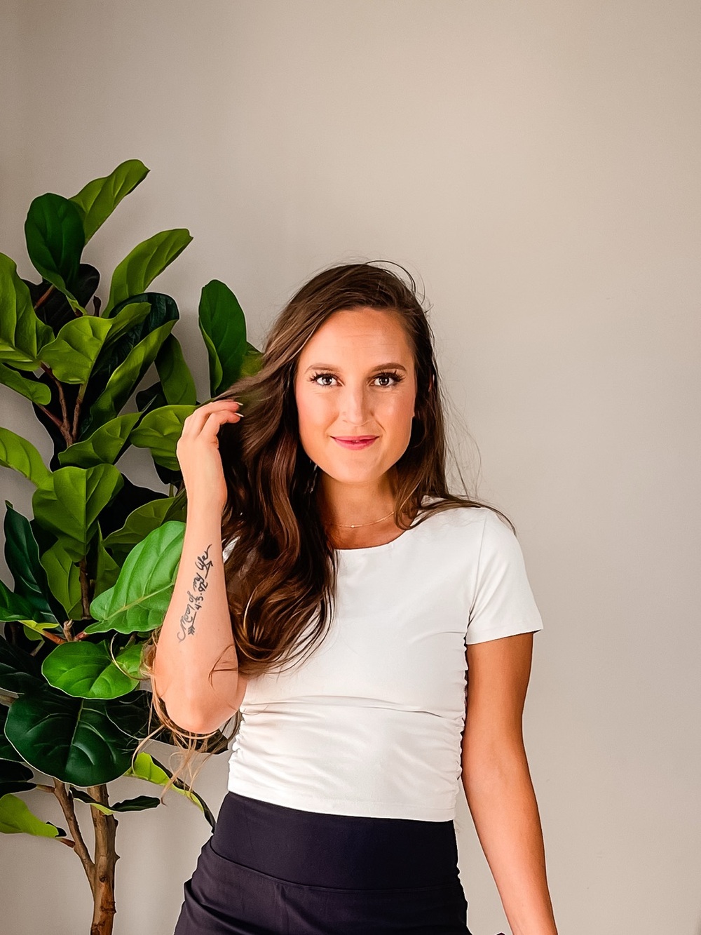 Classic White Short Sleeve Tee — cinched sides